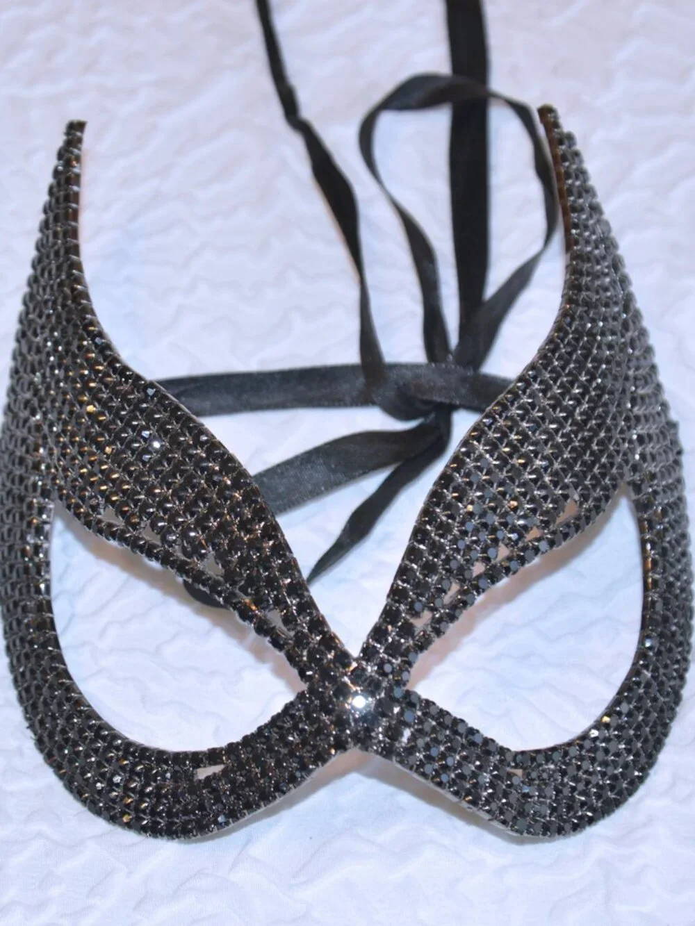 Catwoman Black Rhinestone Mardi Gras Mask